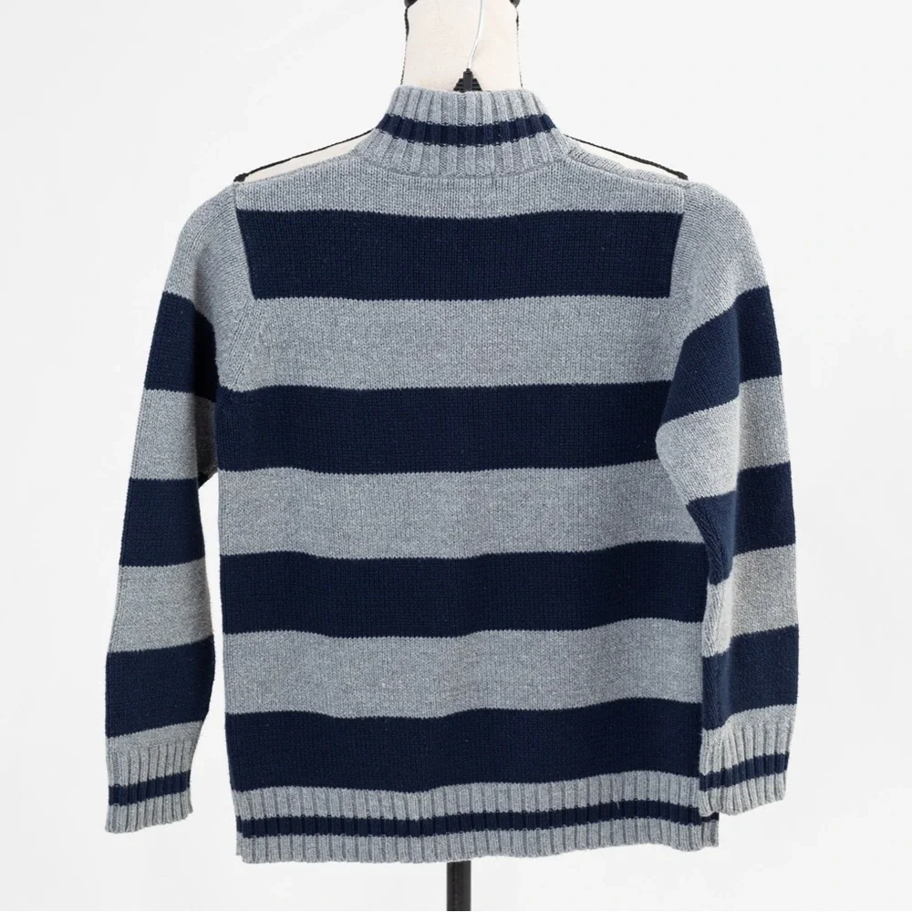 The Children’s Place gray & navy horizontal cotton 1/4 zipper sweater size 7/8